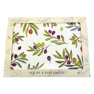 Olive Grove Set of 4 Placemats, 29cm Mediterranean Rectangle Table Place Mats