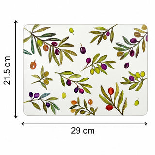 Olive Grove Set of 4 Placemats, 29cm Mediterranean Rectangle Table Place Mats