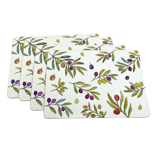 Olive Grove Set of 4 Placemats, 29cm Mediterranean Rectangle Table Place Mats