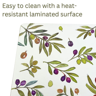 Olive Grove Set of 4 Placemats, 29cm Mediterranean Rectangle Table Place Mats