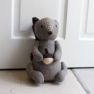 Oliver Squirrel Doorstop | Herringbone Squirrel Shaped Animal Door Stop - 24cm