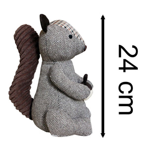 Oliver Squirrel Doorstop | Herringbone Squirrel Shaped Animal Door Stop - 24cm
