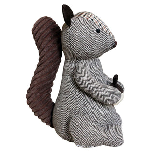 Oliver Squirrel Doorstop | Herringbone Squirrel Shaped Animal Door Stop - 24cm