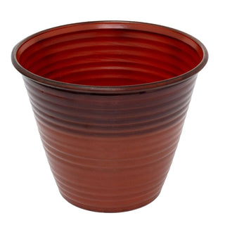 Ombre Ribbed Metal Plant Pot, 26cm Round Outdoor Flower Pot, Planter for Garden