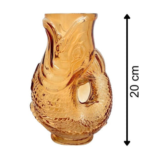 Orange Glass Fish Jug, 20cm Coloured Glass Pitcher Vase Nautical Fish Ornament