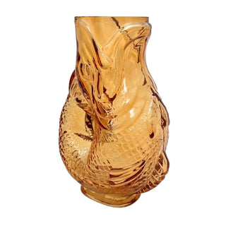 Orange Glass Fish Jug, 20cm Coloured Glass Pitcher Vase Nautical Fish Ornament