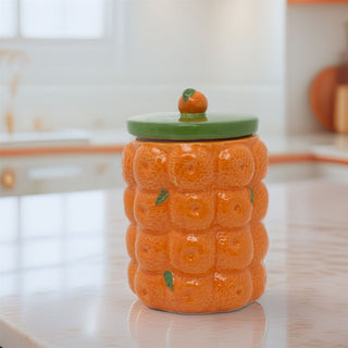Orange Kitchen Storage Jar | Ceramic Citrus Fruit Cookie Jar Biscuit Barrel