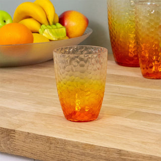 Orange Ombre Embossed Plastic Tumbler | Reusable Outdoor Picnic Drinking Glass
