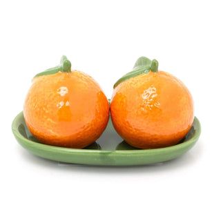 Orange Salt & Pepper Shakers | Fruit Shaped Salt and Pepper Pots with Tray