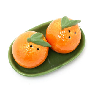 Orange Salt & Pepper Shakers | Fruit Shaped Salt and Pepper Pots with Tray