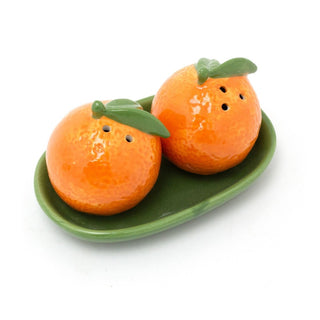 Orange Salt & Pepper Shakers | Fruit Shaped Salt and Pepper Pots with Tray