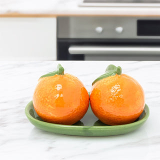 Orange Salt & Pepper Shakers | Fruit Shaped Salt and Pepper Pots with Tray