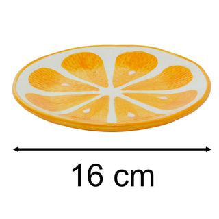 Orange Slice Side Plate, 16cm Ceramic Fruit Shaped Snack Dish for Summer Dining