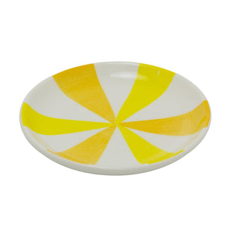 Orange & Yellow Sunburst Trinket Dish, 10cm Round Ceramic Bowl Jewellery Dish