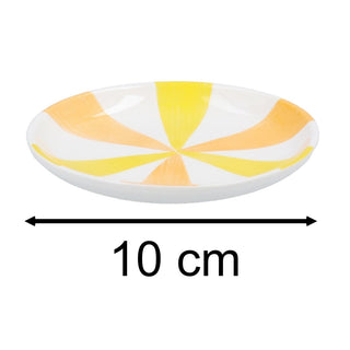 Orange & Yellow Sunburst Trinket Dish, 10cm Round Ceramic Bowl Jewellery Dish
