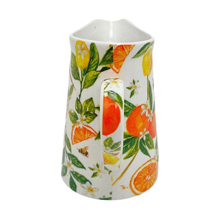 Oranges & Lemons Ceramic Jug, 550ml Citrus Serving Pitcher Flower Vase