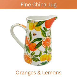 Oranges & Lemons Ceramic Jug, 550ml Citrus Serving Pitcher Flower Vase