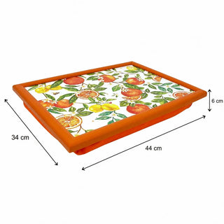 Oranges & Lemons Lap Tray with Bean Bag Cushion, 44x34cm Padded Laptray