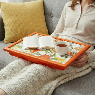 Oranges & Lemons Lap Tray with Bean Bag Cushion, 44x34cm Padded Laptray