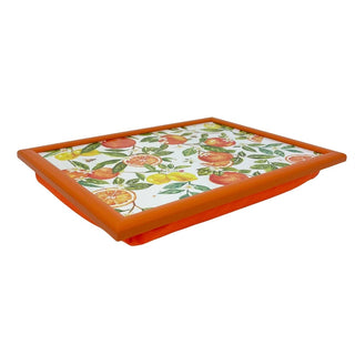 Oranges & Lemons Lap Tray with Bean Bag Cushion, 44x34cm Padded Laptray