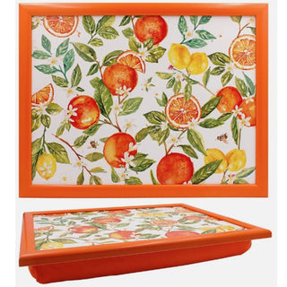 Oranges & Lemons Lap Tray with Bean Bag Cushion, 44x34cm Padded Laptray