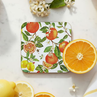 Oranges & Lemons Set of 4 Coasters, 10.5cm Citrus Drinks Coasters for Tables