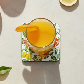 Oranges & Lemons Set of 4 Coasters, 10.5cm Citrus Drinks Coasters for Tables