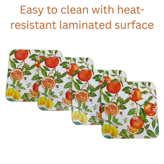 Oranges & Lemons Set of 4 Coasters, 10.5cm Citrus Drinks Coasters for Tables