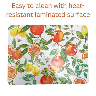 Oranges & Lemons Set of 4 Placemats, 29cm Citrus Rectangle Table Place Mats