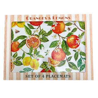 Oranges & Lemons Set of 4 Placemats, 29cm Citrus Rectangle Table Place Mats
