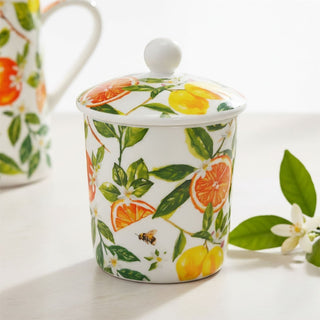 Oranges & Lemons Storage Jar, 500ml Ceramic Airtight Kitchen Container