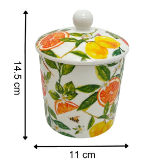 Oranges & Lemons Storage Jar, 500ml Ceramic Airtight Kitchen Container