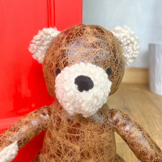 Otis Teddy Bear Doorstop | Faux Leather Brown Teddy Door Stop 1.5kg - 24cm