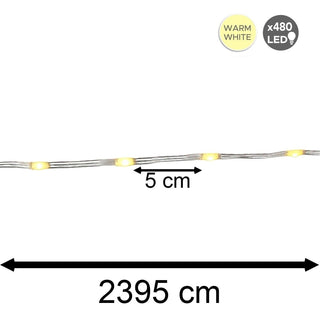 Outdoor 480 Warm White LED Solar String Lights | Remote Controlled Lights