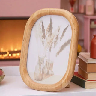 Oval Wooden Photo Frame, 4x6 Freestanding Single Aperture Wood Picture Frame