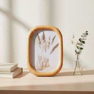 Oval Wooden Photo Frame, 4x6 Freestanding Single Aperture Wood Picture Frame