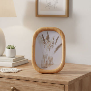 Oval Wooden Photo Frame, 4x6 Freestanding Single Aperture Wood Picture Frame