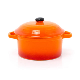 Ovenproof Ceramic Porcelain Pan Mini Casserole Oven Dish Cocotte With Lid 10cm - Orange