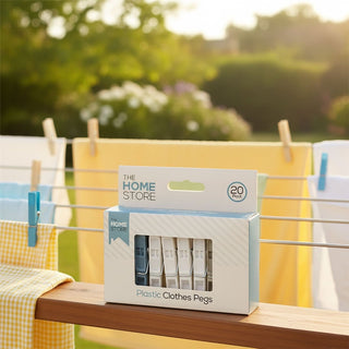 Pack of 20 Plastic Clothes Pegs, 7cm Strong Coil Spring Washing Line Pegs