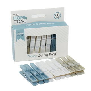 Pack of 20 Plastic Clothes Pegs, 7cm Strong Coil Spring Washing Line Pegs
