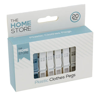 Pack of 20 Plastic Clothes Pegs, 7cm Strong Coil Spring Washing Line Pegs