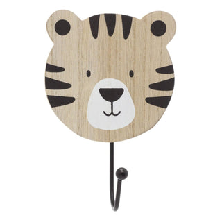 Pack of 4 Children's Wooden Animal Wall Hooks | Safari - Themed Coat Hooks & Pegs
