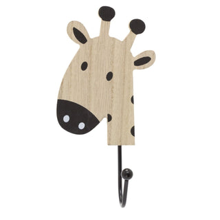 Pack of 4 Children's Wooden Animal Wall Hooks | Safari - Themed Coat Hooks & Pegs
