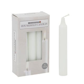 Pack of 8 White Candles | Unscented Long - Lasting Household Dinner Candles