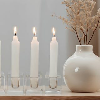 Pack of 8 White Candles | Unscented Long - Lasting Household Dinner Candles