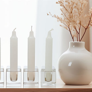 Pack of 8 White Candles | Unscented Long - Lasting Household Dinner Candles