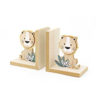 Pair Of Children's Baby Lion Cub Bookends | Safari Animal Book Ends For Shelves | Set Of 2 Novelty Animal Bookends Kids Room Nursery Decor