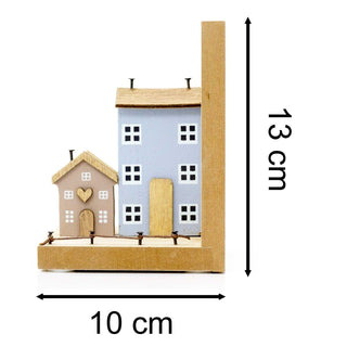Pair of Shabby Chic Wooden Houses Bookends for Shelves | Set Of 2 Shelf Book End