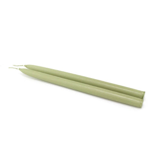 Pair of Tapered Dinner Candles | 2 Traditional Hand - dipped Taper Candles 30cm - Green