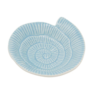 Pale Blue Ammonite Trinket Dish, 12cm Ceramic Bowl, Nautical Jewellery Tray